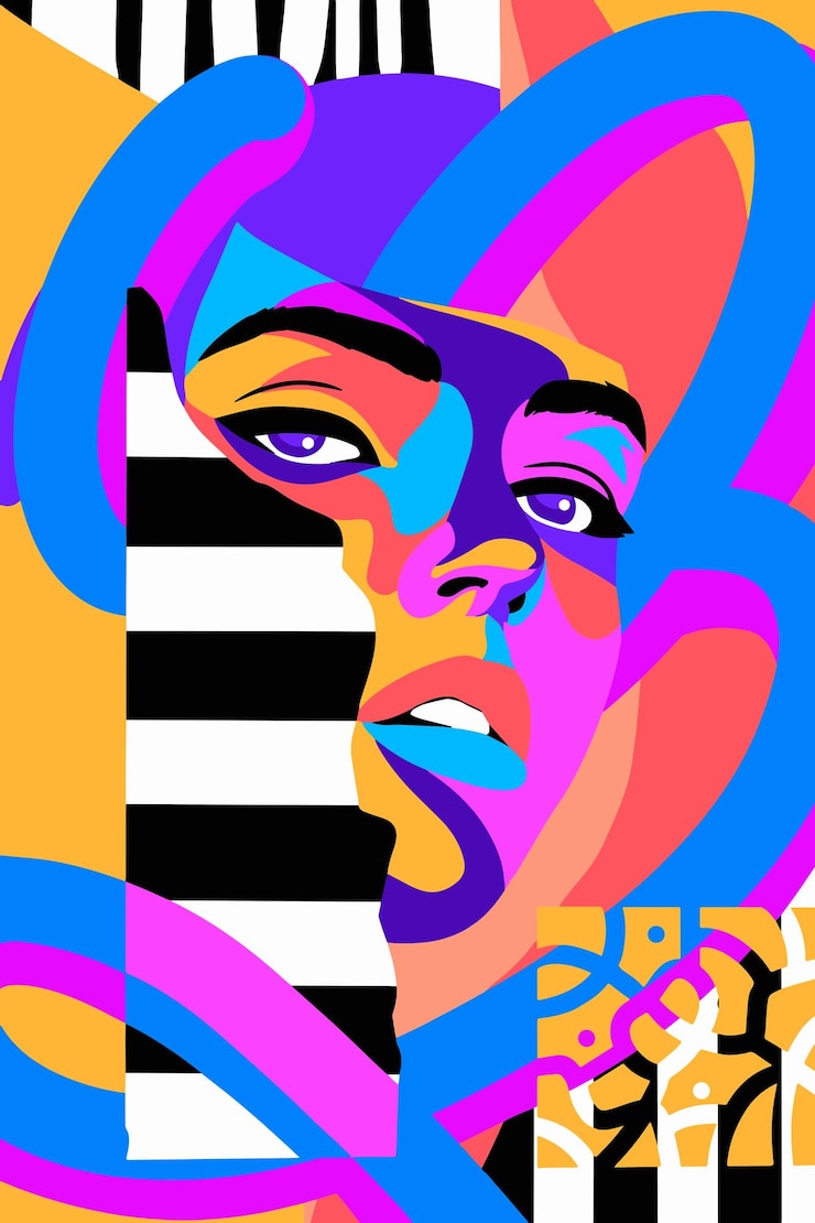 Vector amazing colorful potrait design illustration