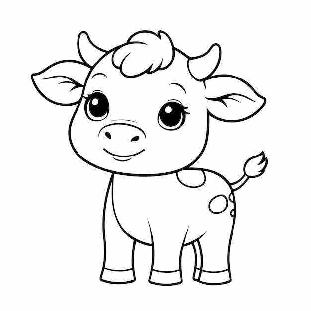 Vector amazing cow drawing for kids page