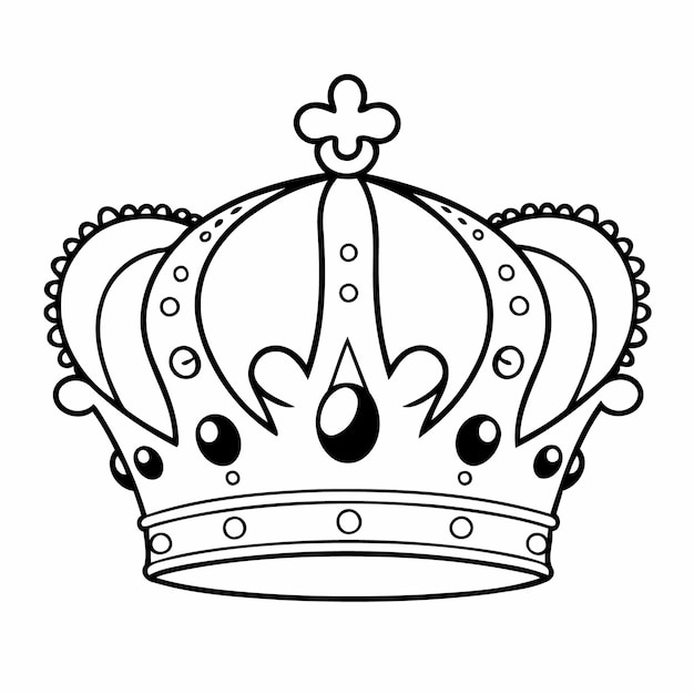 Vettore pagina da colorare incredibile crown doodle per bambini piccoli