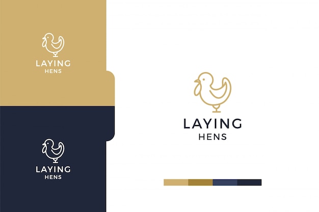 Vector amazing, drawing laying hens minimalist logo template.