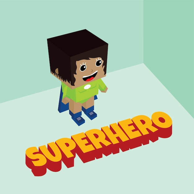 Amazing female superhero isometric theme