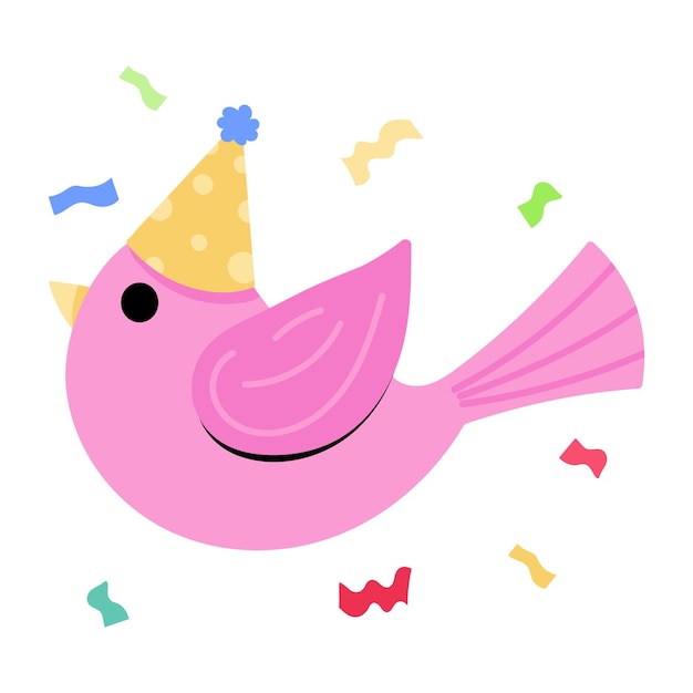 An amazing flat sticker of birthday bird