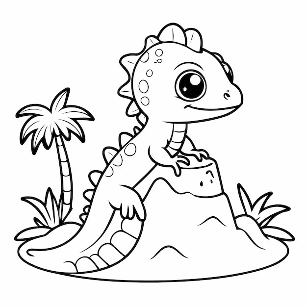 Vector amazing gecko illustration for coloring book