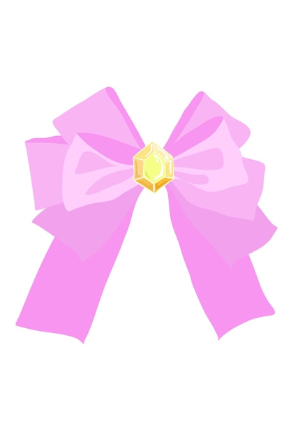 Amazing gift bow with golden stone in the middle for decoration vector illustration