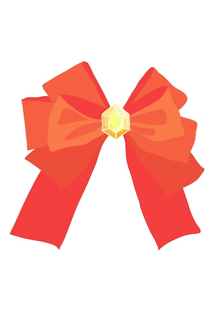 Amazing gift bow with golden stone in the middle for decoration vector illustration