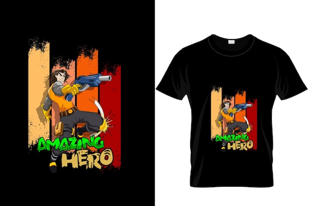 Vector amazing hero t-shirt design