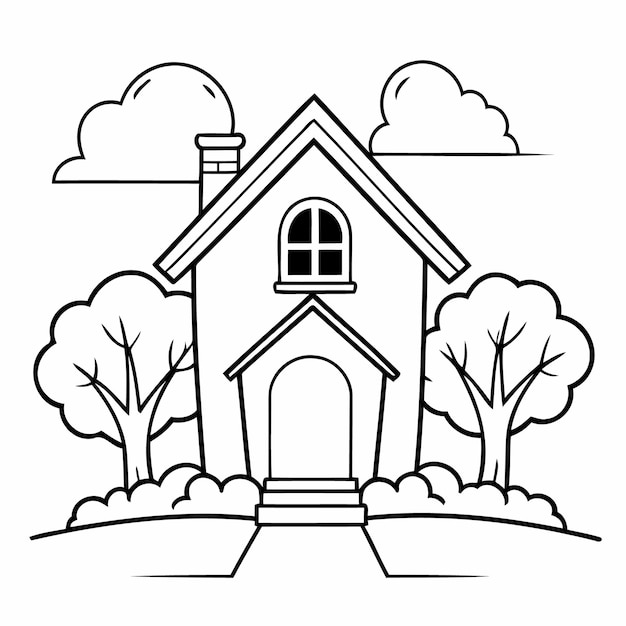 Vector amazing house drawing colouring book cover design