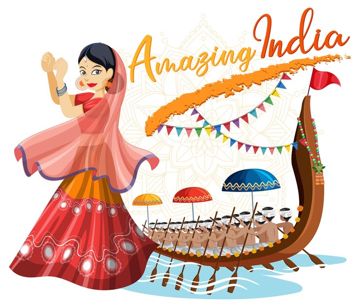 वेक्टर amazing india lettering with indian woman