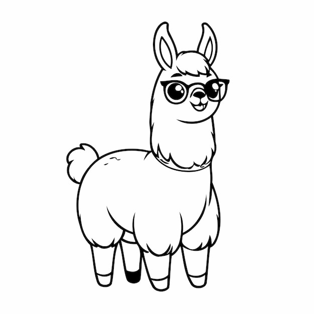 Vector amazing llama drawing illustration for colouring page