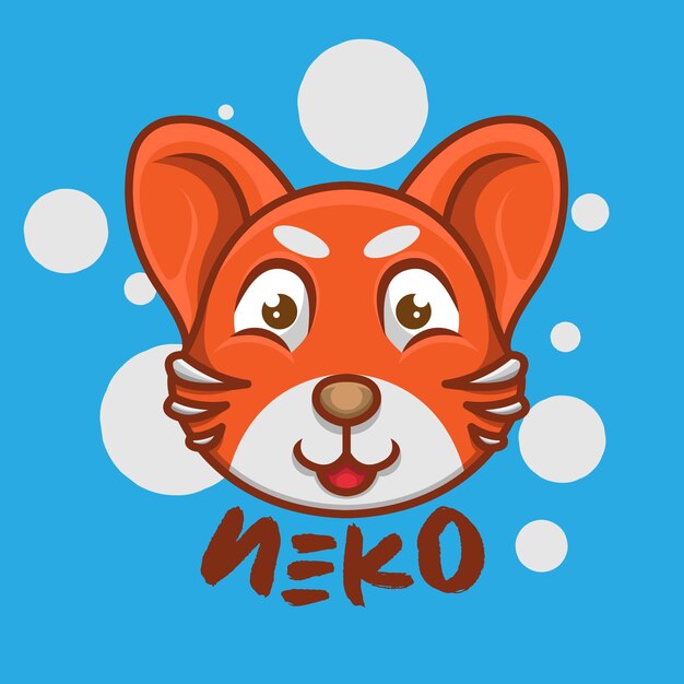 amazing neko cat head logo mascot icon