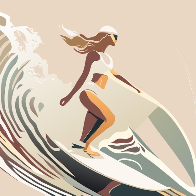 Amazing one women surfing on longboard style