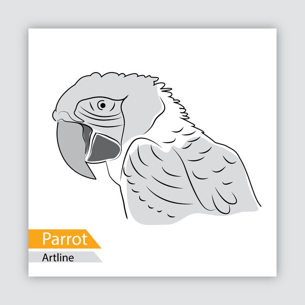 Vettore amazing parot bird artline vector design (disegno vettoriale di un uccello parrot)