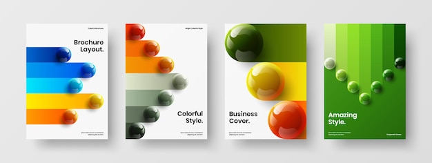 Amazing realistic balls company cover layout composition