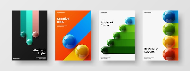 Amazing realistic balls corporate cover template composition