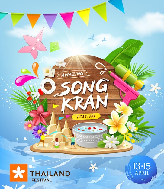 Incredibile poster di songkran festival thailand