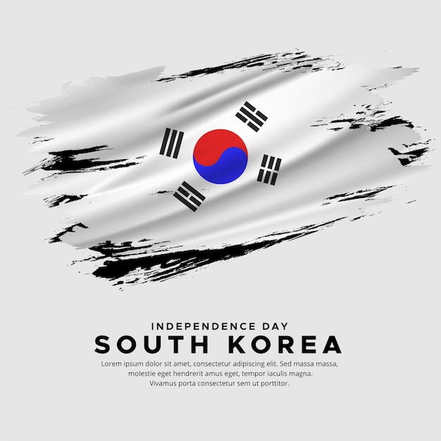 Amazing South Korea flag background vector with grunge brush style South Korea Independence Day Vector Illustration