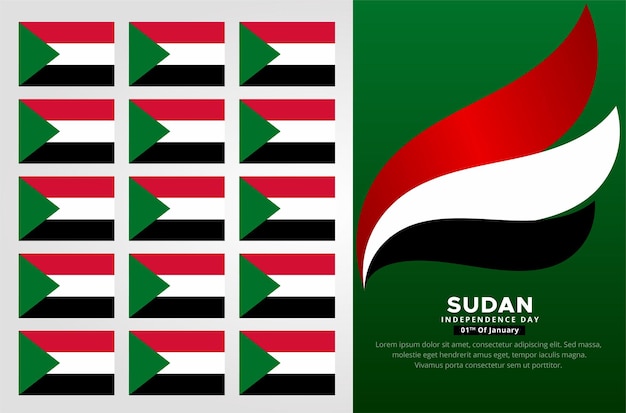 Amazing Sudan Independence day design background with wavy flag vector