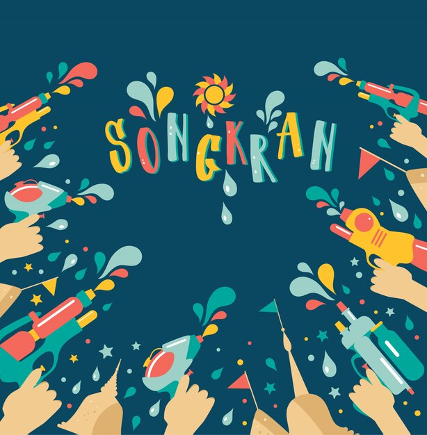 Progettazione stupefacente di festival di songkran della tailandia sul blu.