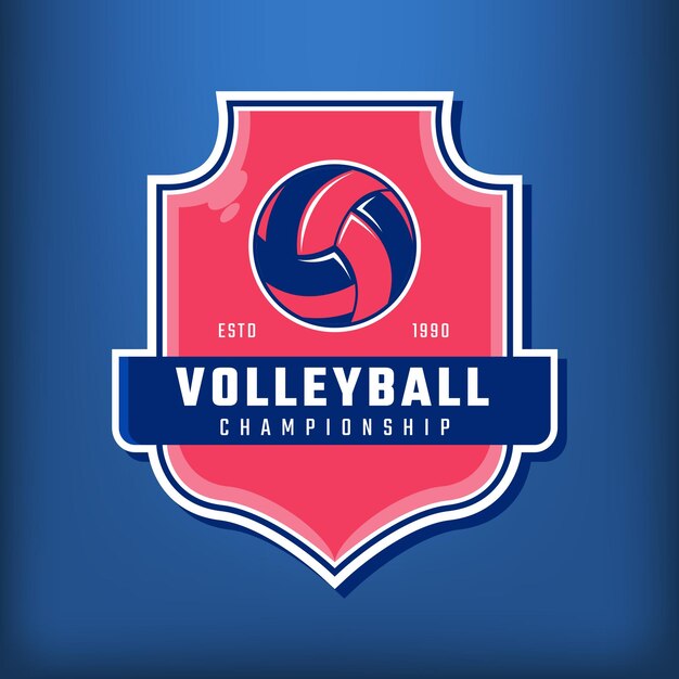 Vector amazing vector logo for volleyball sport on dark blue background