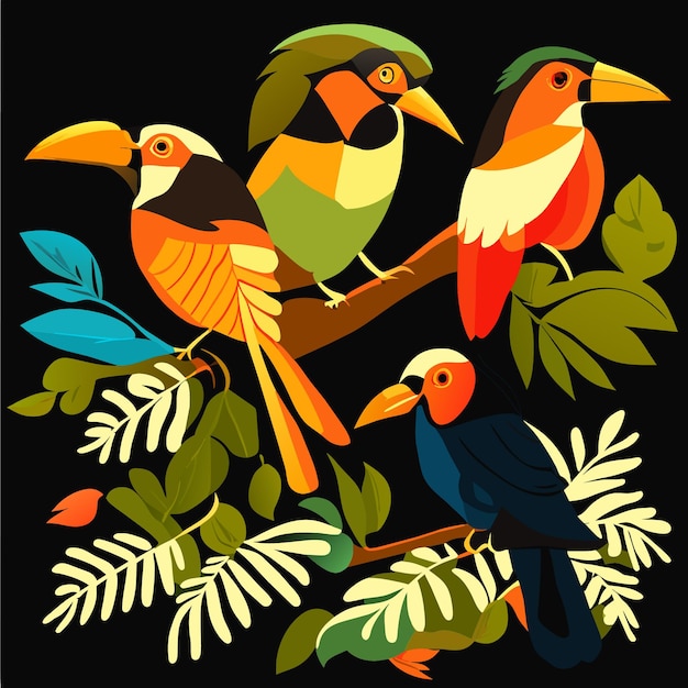 アマゾンの森の鳥のデジタルアート