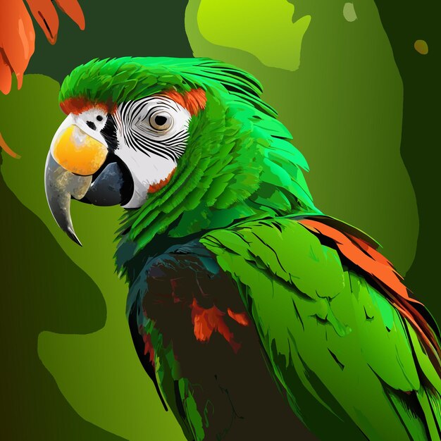 Vector amazon parrot flat sticker cartoon style illustration