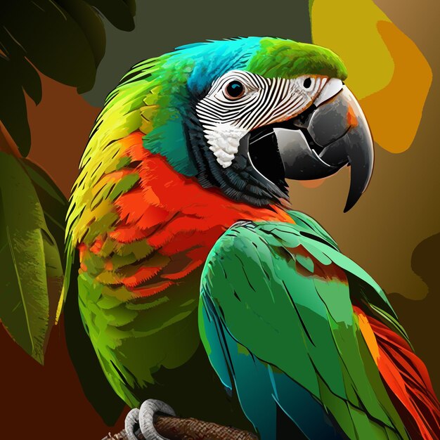 Vector amazon parrot flat sticker cartoon style illustration