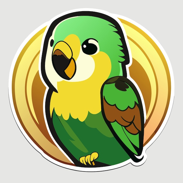 Amazon parrot flat sticker cartoon style illustration