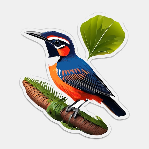 Amazonian royal flycatcher flat sticker cartoon style illustration