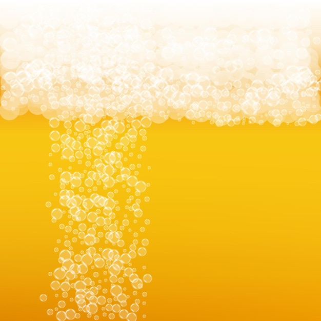 Ambachtelijke bier achtergrond. Pils plons. Oktoberfest schuim. Bubbly pint bier met realistische bubbels. Koele vloeibare drank voor restaurant. Gouden menuconcept. Oranje kan voor oktoberfest schuim.