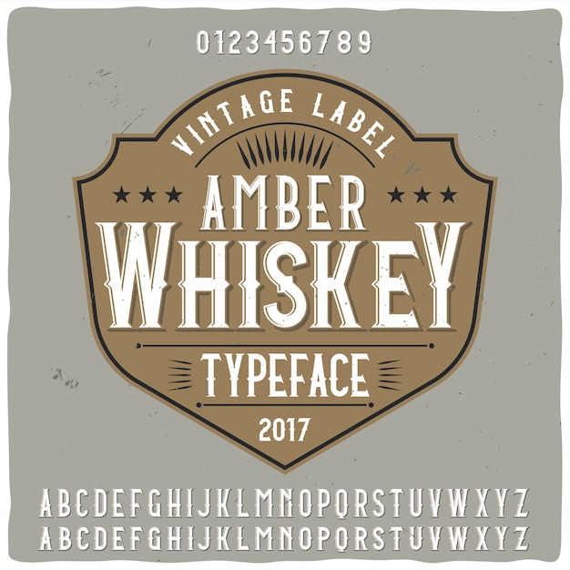 Carattere tipografico di etichetta di whisky ambrato