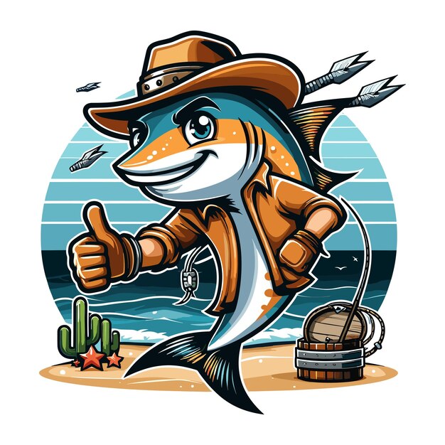 Vector amberjack mascot vector illustration on white background