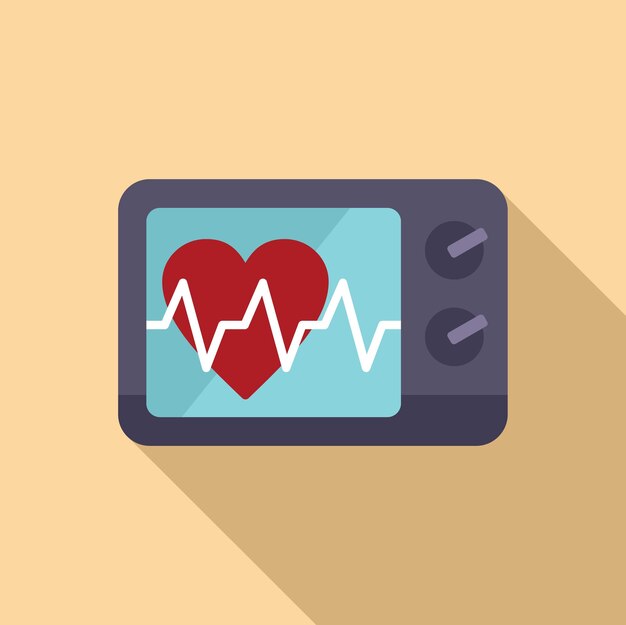 Vector ambulance auto hart monitor icoon platte vector borstziekte