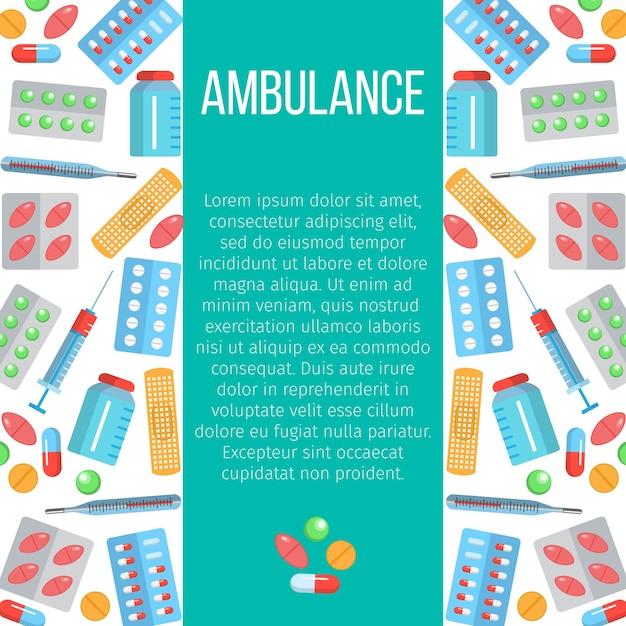 フラットアイコンの救急車バナー