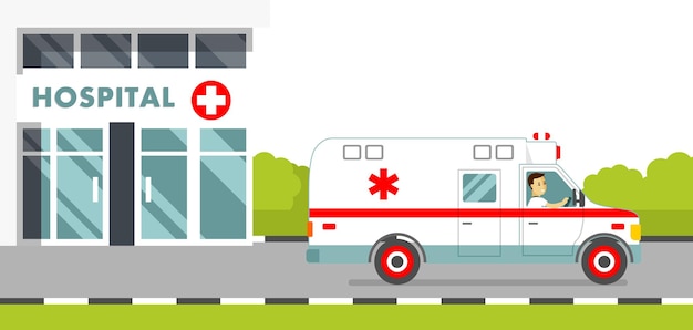 Ambulance Car, Doctor Paramedic and Hospital Background