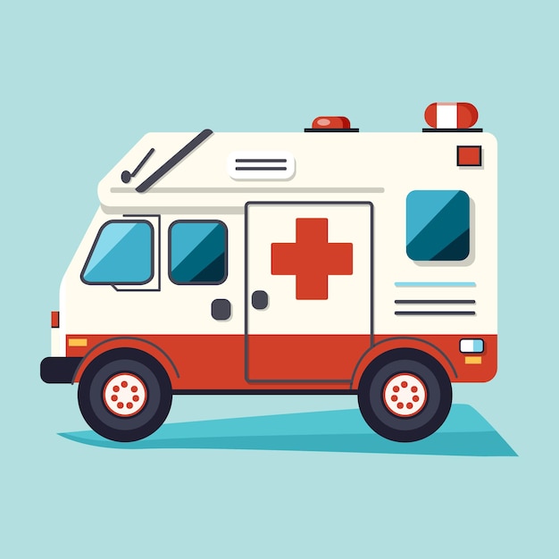 Vector ambulance car in flat style emergency ambulance vector illustration medical vehicle