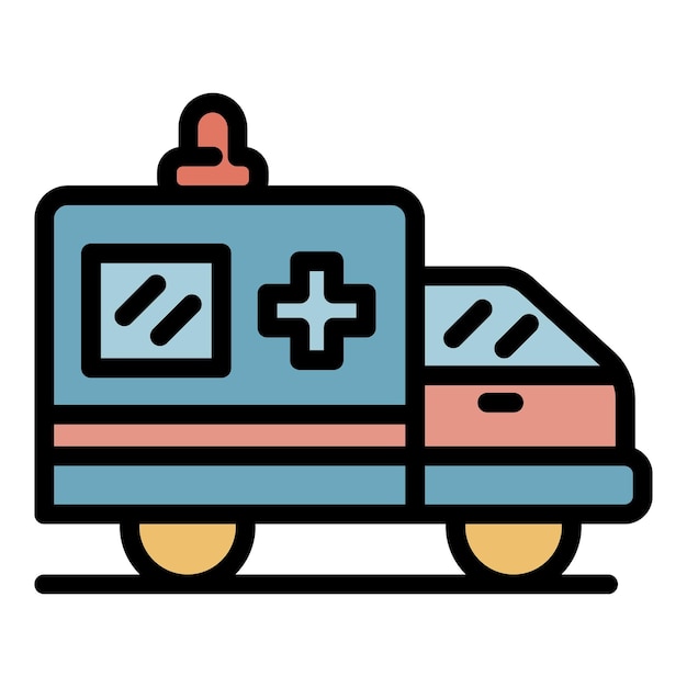 Vector ambulance car icon outline ambulance car vector icon color flat isolated