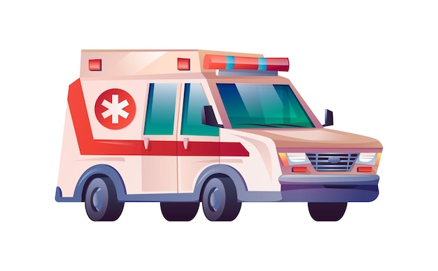 Vector ambulance car isolated medical van cartoon icon