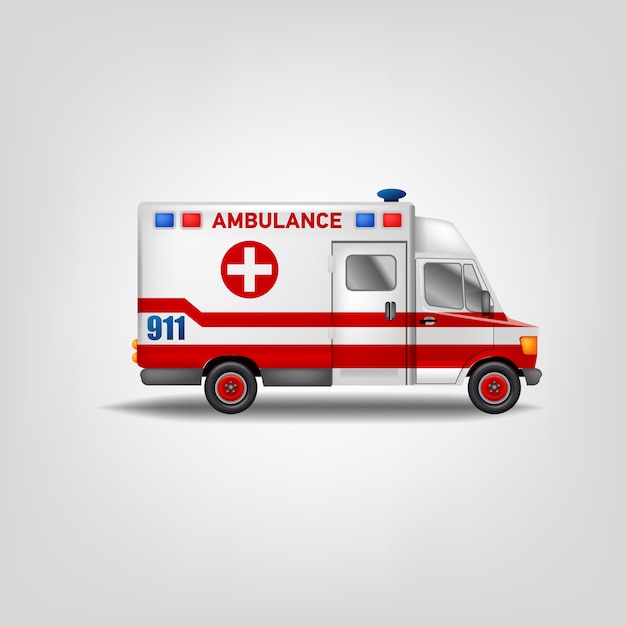 Automobile dell'ambulanza. illustrazione bianca del modello del camion di servizio
