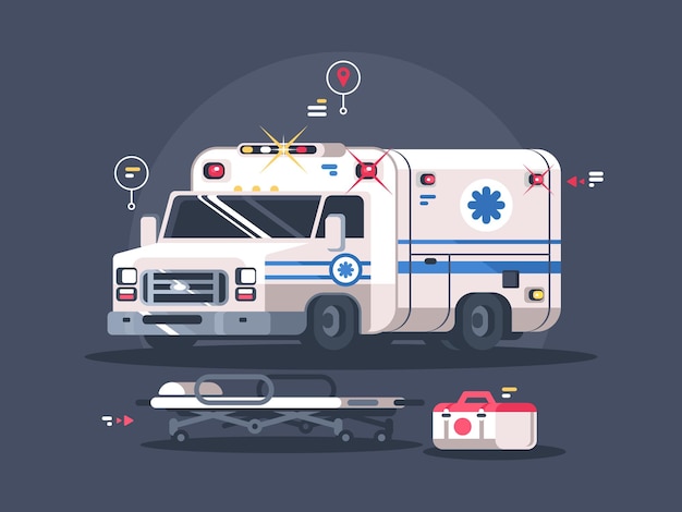 Vector ambulance car with flasher