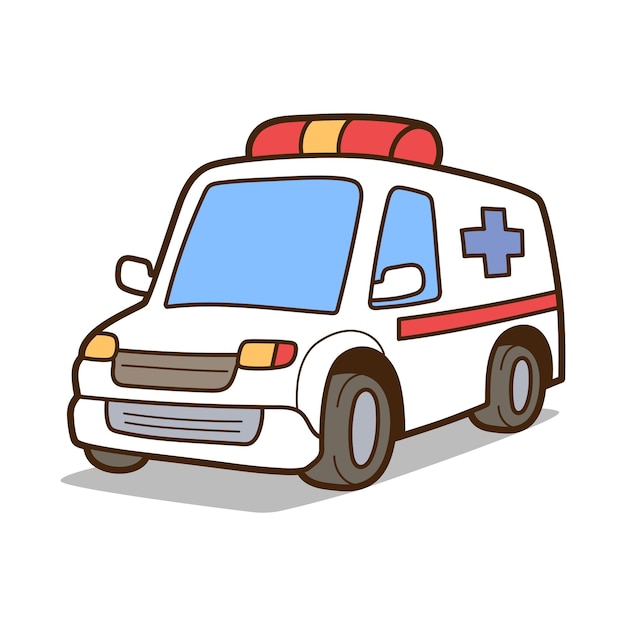 Vettore illustrazione di doodle dell'ambulanza