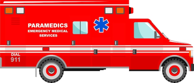 Ambulance Emergency Car Icon in Flat Style Vector Illustration