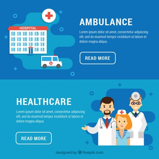 Vector ambulance and healthcare banners