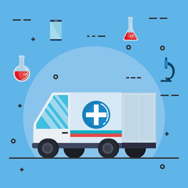 Vector ambulance healthcare medical icons