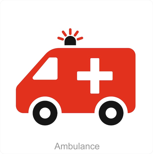 Vector ambulance and hospital icon concept