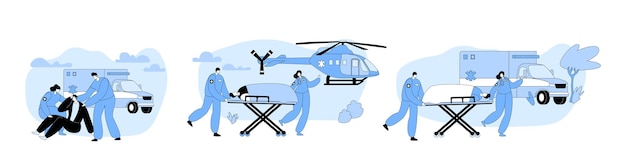 Ambulance Medical Staff Service Occupation Concept Medics Carrying Patient to Hospital Emergency Paramedic Doctors