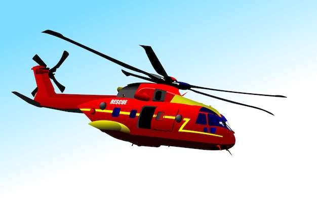 Vector ambulance red helicopter