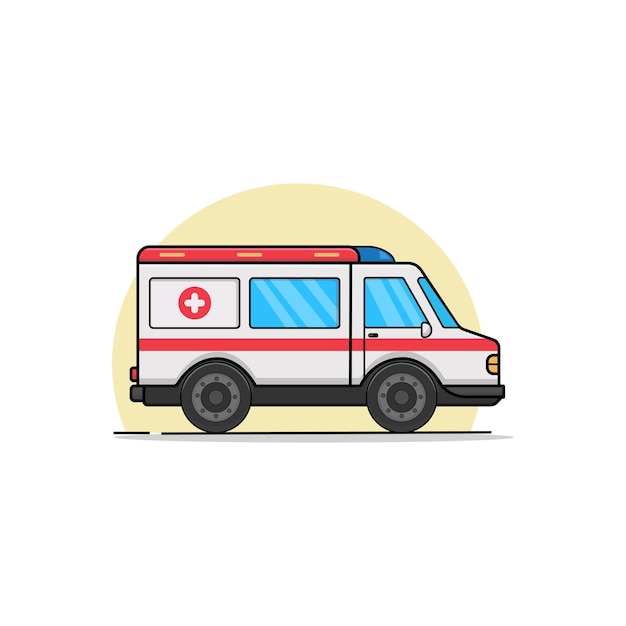 Ambulance Vector Illustration Flat Cartoon Style Design