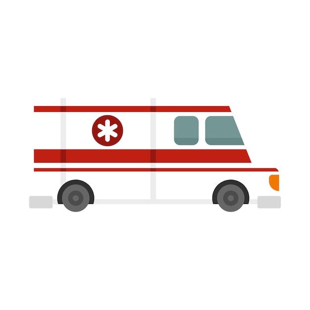 Ambulance voertuig pictogram vlakke afbeelding van ambulance voertuig vector pictogram geïsoleerd op een witte achtergrond