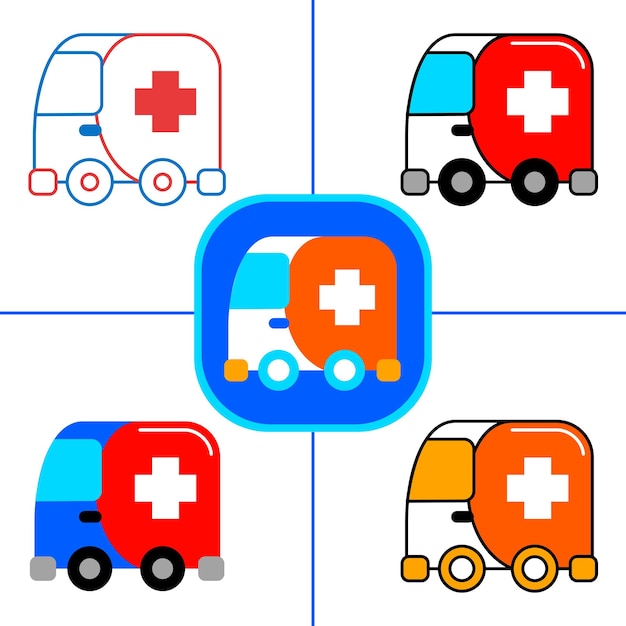 Vector ambulanceauto in platte ontwerpstijl