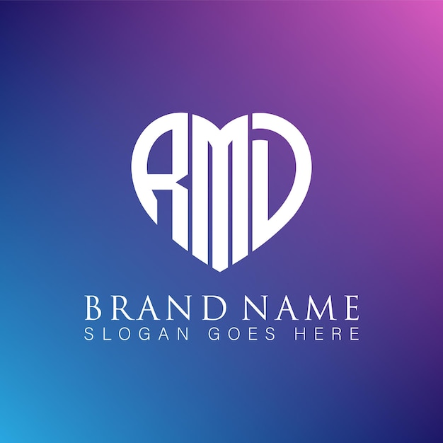 Vector amd unique abstract geometric monogram love shape vector logo design